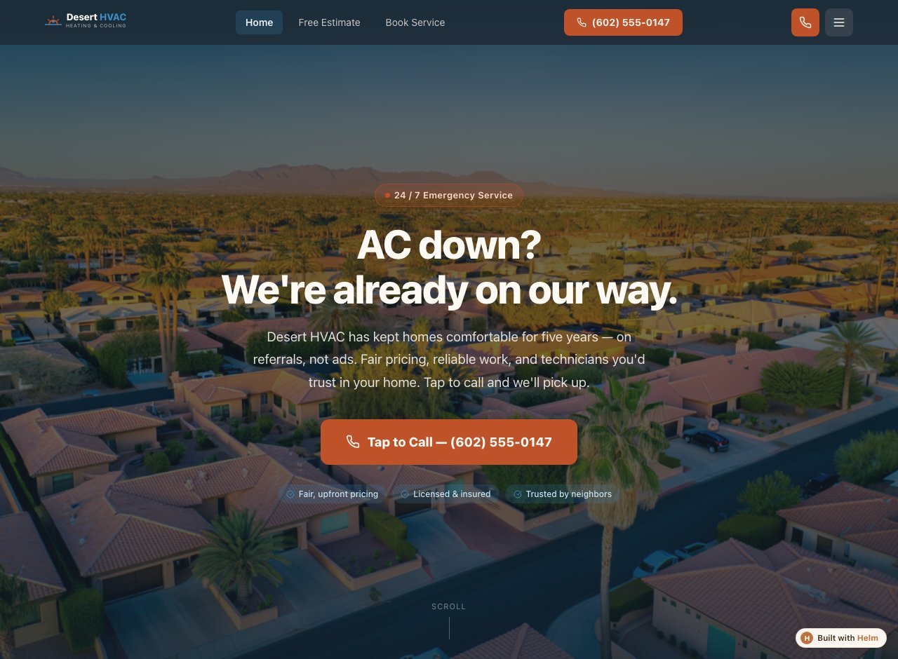 Desert HVAC — a real business built with Helm